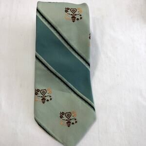 Necktie Vtg GAYFER'S by Mr.John Men's Flower Striped Pattern Black Green Necktie